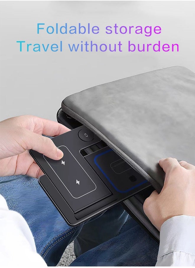 Fazza - 3 in 1 Wireless Charger Foldable Pad, 15W  Fast Magnetic All in One Travel Charging Station, for iPhone Series, for Apple Watch  , for AirPods Pro (Black) - Image 1