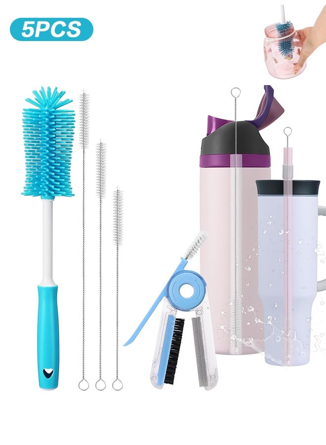Stanley Pack of 5 Multi Functional Bottle Cleaner Flexible Brush Kit With Textured Grip Handles - Image 1