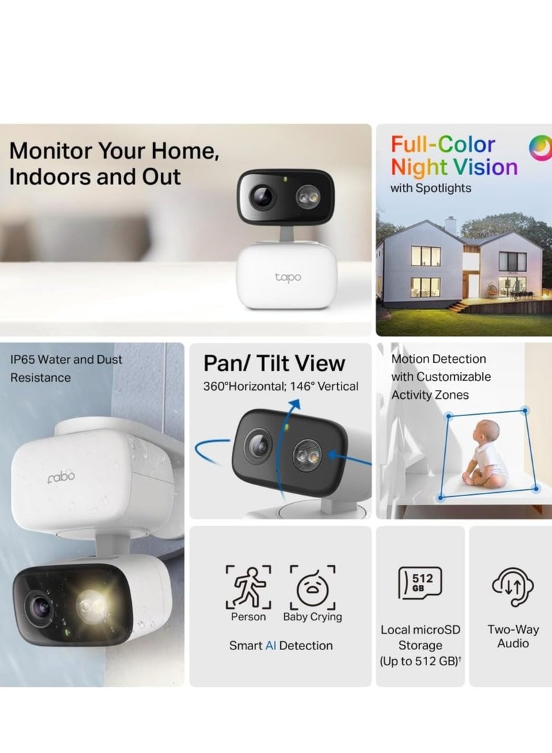 tapo TP-Link Tapo C206 Mini Surveillance Camera Recording 1080P 360° Coverage for Indoor and Outdoor, AI Detection and Notifications, MicroSD Card up to 512GB, 105.3×77.8×69.8mm - Image 3