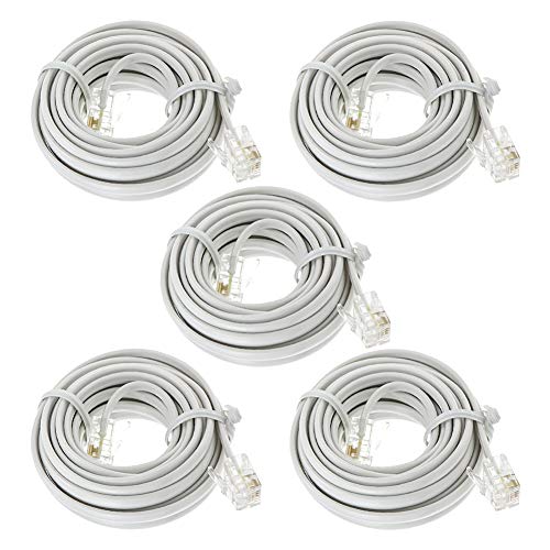 Dahszhi Rj11 6P4C Modular Telephone Extension Cable Phone Cord Line Wire 10ft Length - 5pcs - Image 4
