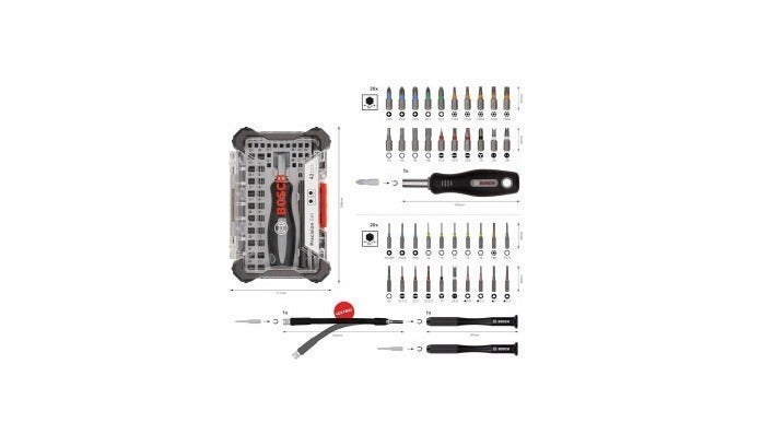 بوش طقم سنون مفكات إلكترونيات باليد والأدابتور بوش 43 قطعة موديل 2607002837 | عدة صيانة إلكترونية - Image 3