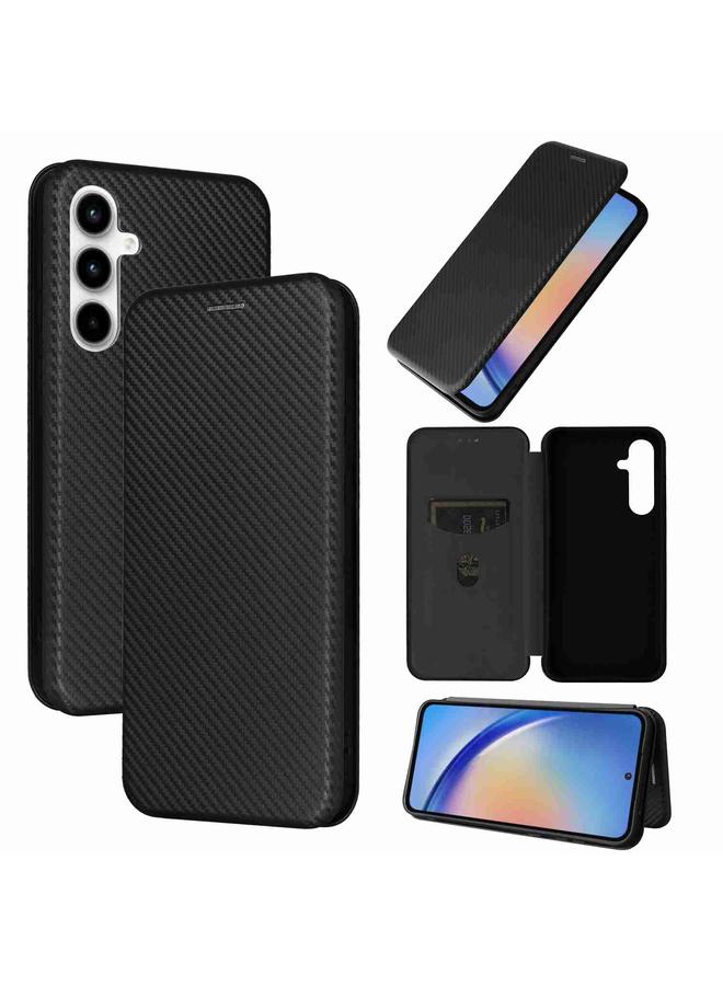 S-TOP Case For Samsung Galaxy A35 5G Carbon Fiber Texture Flip Leather Phone Case - Image 1