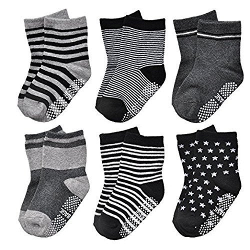 Pro1rise® Assorted 6 Pairs Non-skid Baby Boys Toddler Anti Slip Stretch Knit Stripes Star Cotton Grips Socks Slippers 12 - 36 Months - Image 3