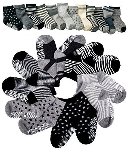 Pro1rise® Assorted 6 Pairs Non-skid Baby Boys Toddler Anti Slip Stretch Knit Stripes Star Cotton Grips Socks Slippers 12 - 36 Months - Image 5