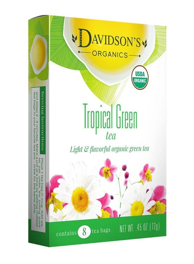 Davidson's Organics, Tropical Green Tea, 8-count Tea Bags, Pack of 12 - Image 1