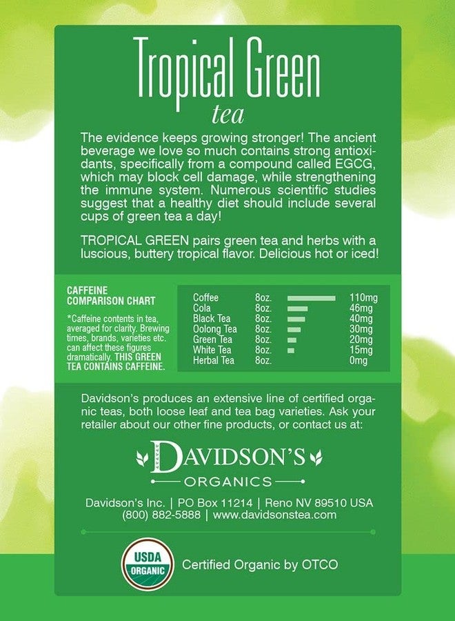 Davidson's Organics, Tropical Green Tea, 8-count Tea Bags, Pack of 12 - Image 2