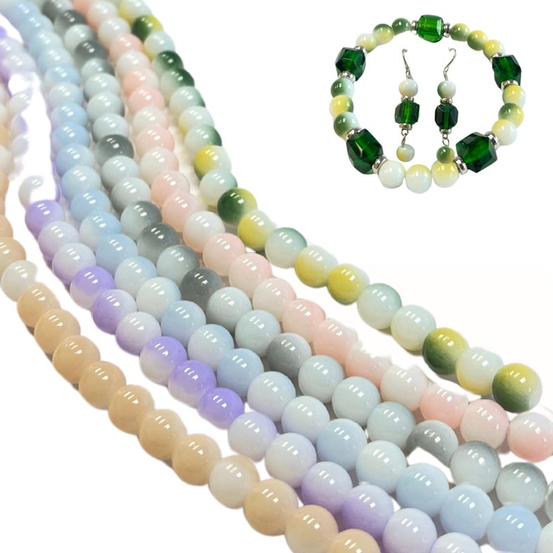Linpeng 8mm Glass Beads Round Bulk, DIY Jewelry Supplies, Gift for Beader, Assorted, Multicolor - Image 1