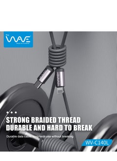 Wave USB-C to Lightning Premium Magnetic Self-Organizing Cable with 27W Power Delivery and 1Mtr Durable Nylon Braided Sync and Charge Cable, Reversible Connectors, Thick Copper Core For Apple Iphone - Grey  - Image 5