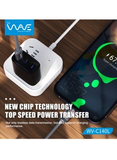 Wave USB-C to Lightning Premium Magnetic Self-Organizing Cable with 27W Power Delivery and 1Mtr Durable Nylon Braided Sync and Charge Cable, Reversible Connectors, Thick Copper Core For Apple Iphone - Grey  - Image 2