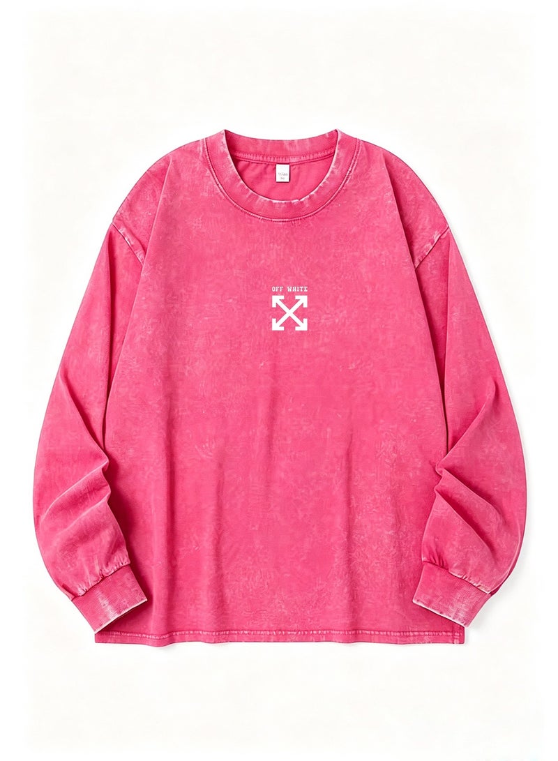 OFF-WHITE Men and women with the same round neck loose long sleeve T-shirt - Image 5