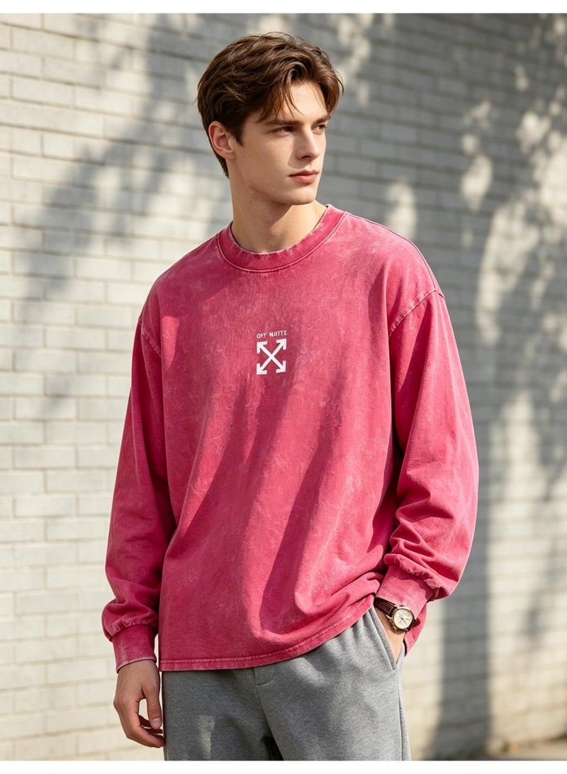 OFF-WHITE Men and women with the same round neck loose long sleeve T-shirt - Image 4