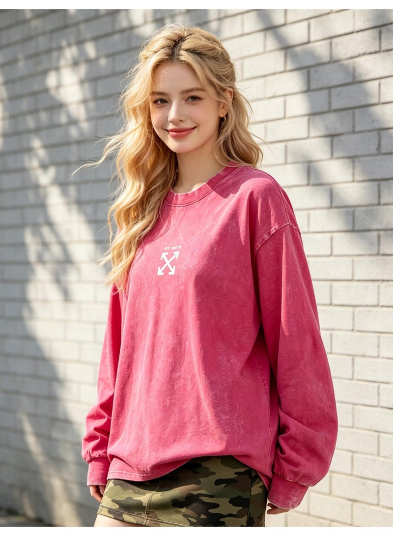 OFF-WHITE Men and women with the same round neck loose long sleeve T-shirt - Image 3