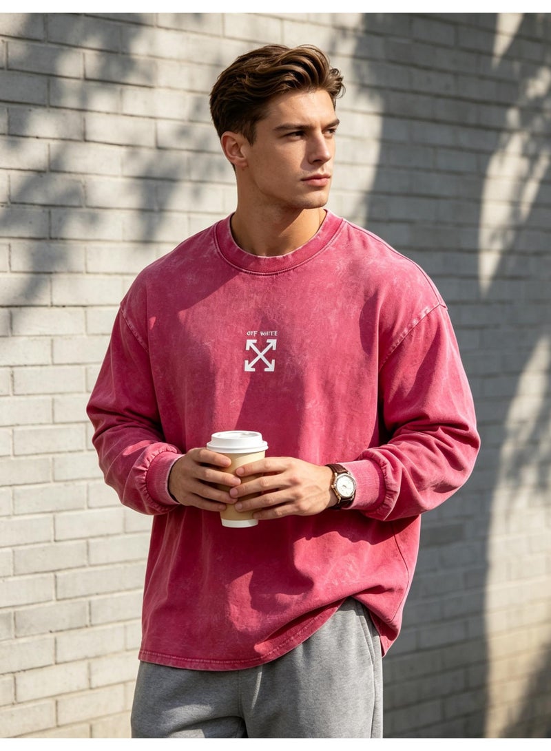 OFF-WHITE Men and women with the same round neck loose long sleeve T-shirt - Image 2