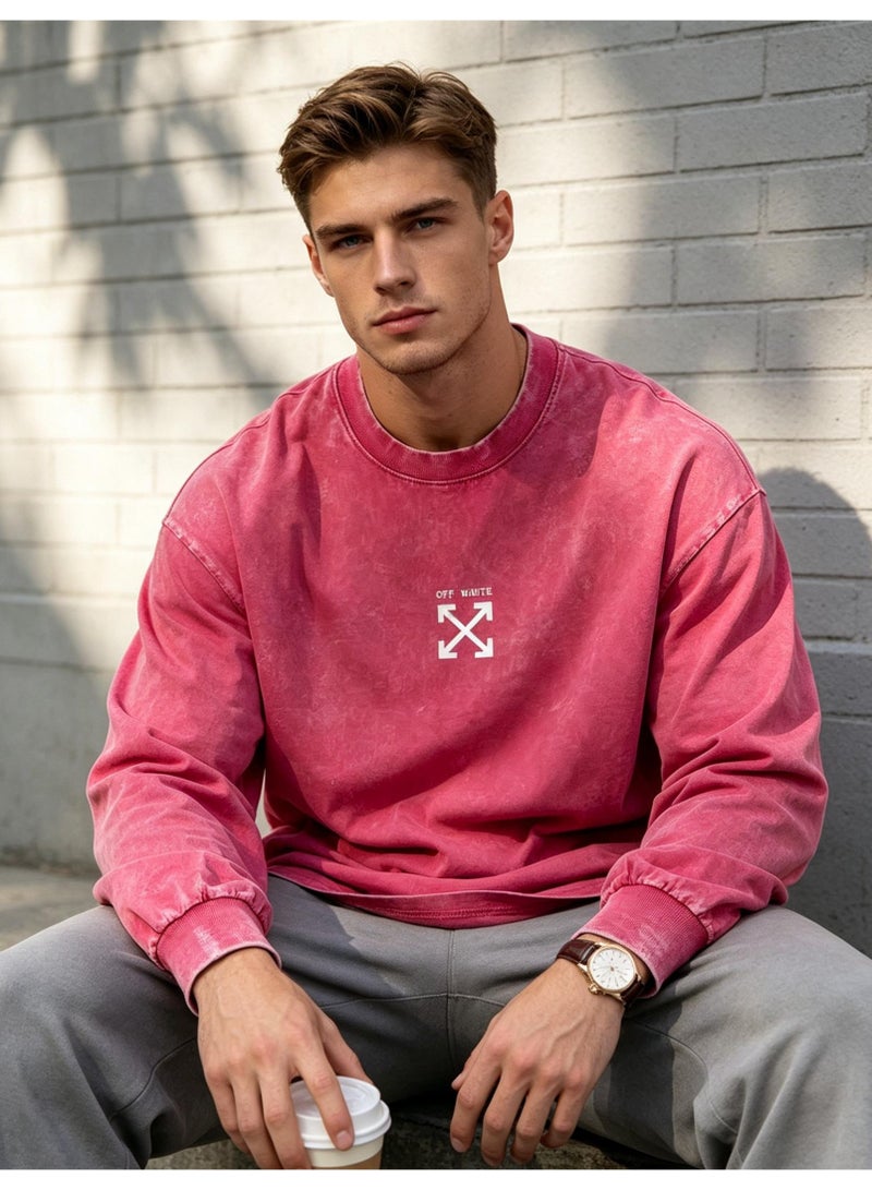 OFF-WHITE Men and women with the same round neck loose long sleeve T-shirt - Image 1