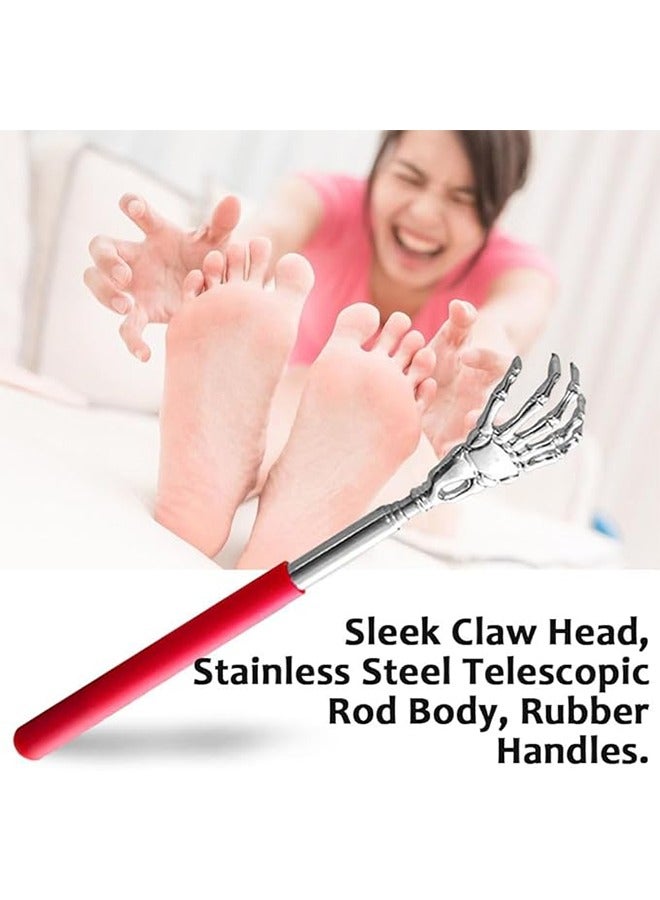 2 Back Scrapers, Portable Extendable Rear Scraper 17.5 Inch Long Telescopic Massage Tool, Eliminate Back Itching for Men and Children, Bear Paw Scraper, Comfort Handle, Suitable for Adults Senior, Ladies & Men (Red) - Image 3