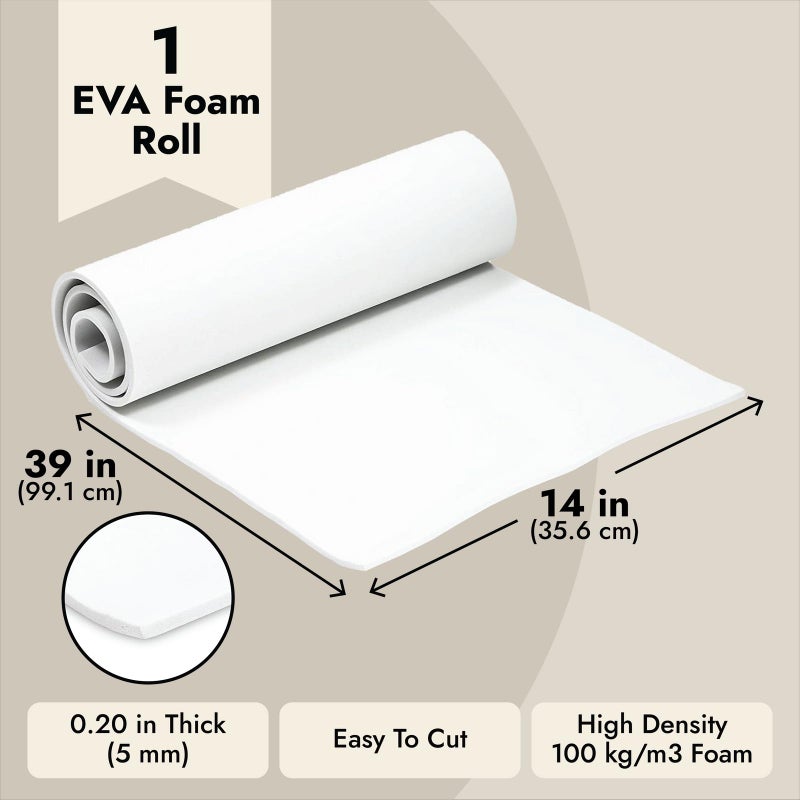 Bright Creations 5mm White EVA Foam Roll Sheet - 14 x 39" - 100 kg/m3 for Crafts & DIY Projects - Craft Foam - Image 4