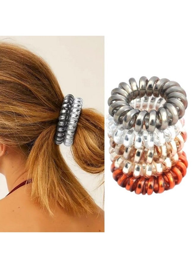 Apsambr 5 Pcs Multicolor Elastic Hair Bands Spiral Shape Ponytail Hair Ties Gum Rubber Band Hair Rope Telephone Wire Hair Accessories - Image 1
