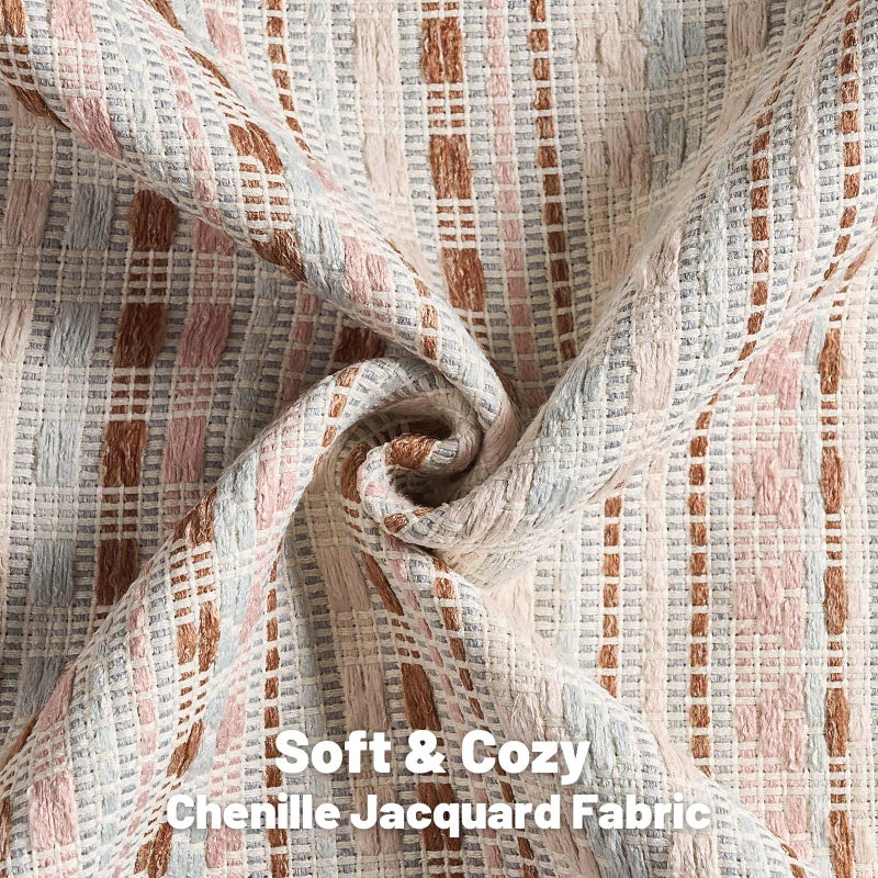 FUTEI Pink Blue Decorative Throw Pillow Covers 18x18 Inch Set of 2,Soft Cozy Chenille Jacquard Textured Cushion Case,Boho Home Decor for Couch Bed Living Room - Image 2