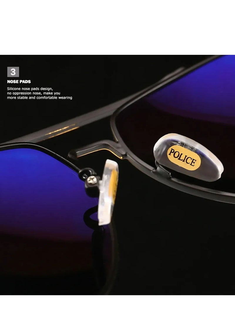 POLICE New Fashion Men's Polarized Sunglasses,Cycling Sunglasses, Protects You from UV Rays Metal High-end Sunglasses Black Frame Black Gold - Image 4