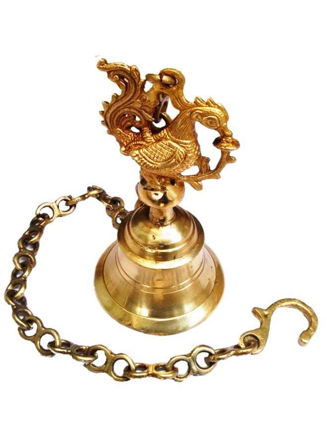 Purpledip Temple Hanging Bell in Peacock Design: Solid Brass Heavy Bell with Deep Sound (11427) - Image 3