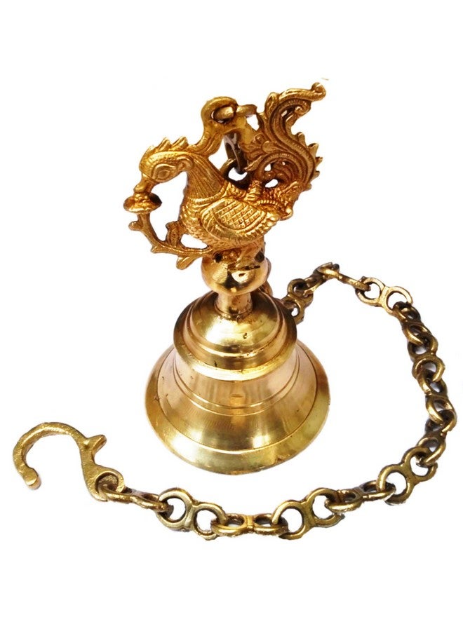 Purpledip Temple Hanging Bell in Peacock Design: Solid Brass Heavy Bell with Deep Sound (11427) - Image 1