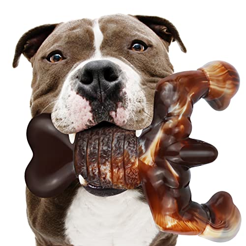 MOXIKIA Dog Chew Toys for Aggressive Chewers Almost Indestructible Dog ToysBacon FlavorTough Dog Bone Toys for MediumLarge Breed DogsBest Chew Toys to Keep Them Busy - Image 1