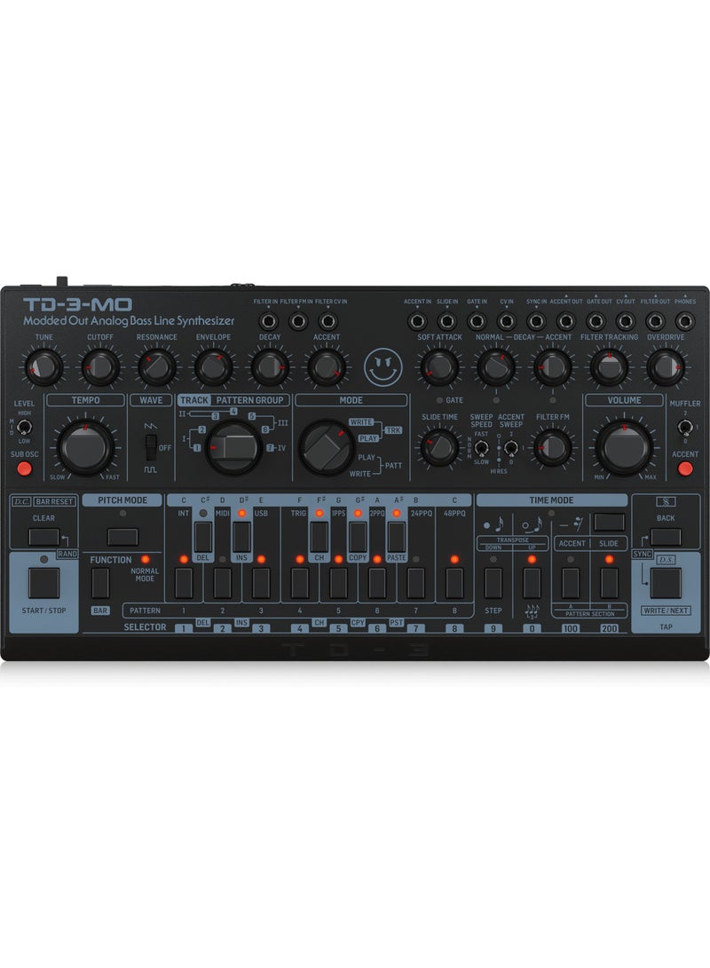 behringer محاكي خط الباس التناظري المعدل TD3MOBK مع VCO، VCF قابل للتحكم عبر MIDI ومذبذب تحت التوافقيات - Image 1