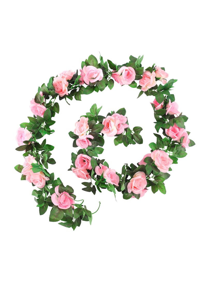 KASTWAVE Artificial Rose Garland, 2 Pack 15 FT Pink Fake Rose Vine Hanging Flowers Plants Faux Flower for Wedding Home Garden Office Hotel Party Craft Art Decoration - Image 1