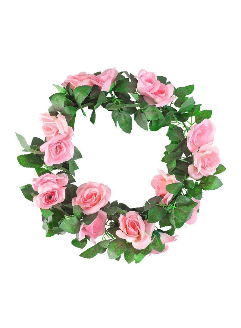 KASTWAVE Artificial Rose Garland, 2 Pack 15 FT Pink Fake Rose Vine Hanging Flowers Plants Faux Flower for Wedding Home Garden Office Hotel Party Craft Art Decoration - Image 2