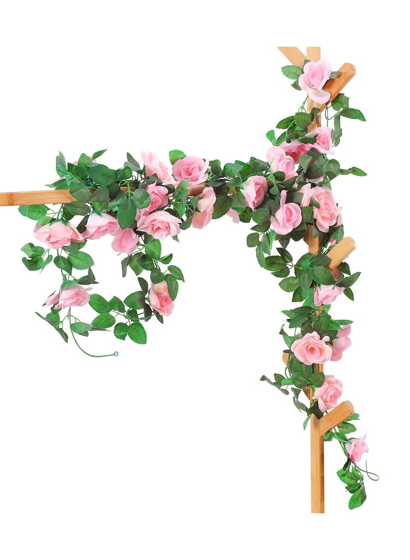 KASTWAVE Artificial Rose Garland, 2 Pack 15 FT Pink Fake Rose Vine Hanging Flowers Plants Faux Flower for Wedding Home Garden Office Hotel Party Craft Art Decoration - Image 3