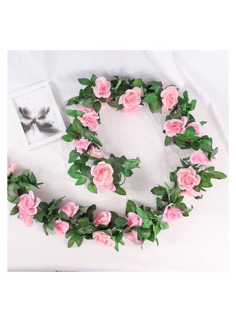 KASTWAVE Artificial Rose Garland, 2 Pack 15 FT Pink Fake Rose Vine Hanging Flowers Plants Faux Flower for Wedding Home Garden Office Hotel Party Craft Art Decoration - Image 4