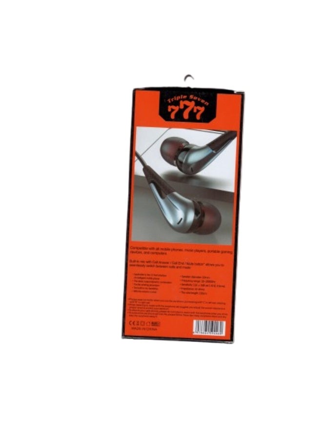 777 Triple Seven TS300 Wired Earphones - HD Stereo Sound with Built-in Microphone - Image 2