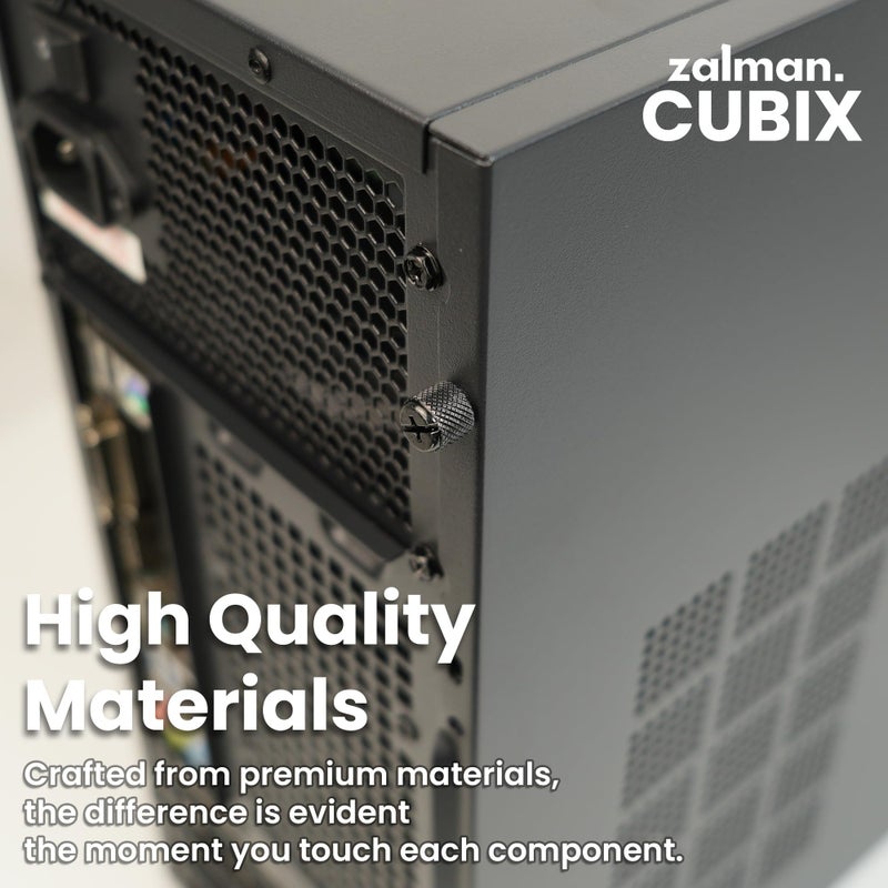 ZALMAN صندوق كمبيوتر زالمان كيوبيكس ميني تاور المدمج mATX، هيكل فولاذي ثقيل 0.8T، هيكل صغير Micro-ATX DTX ITX SFF SFX HTPC مع USB 3.0، مروحة مثبتة مسبقًا بحجم 80 مم، يناسب مزود الطاقة ATX، أسود - Image 5