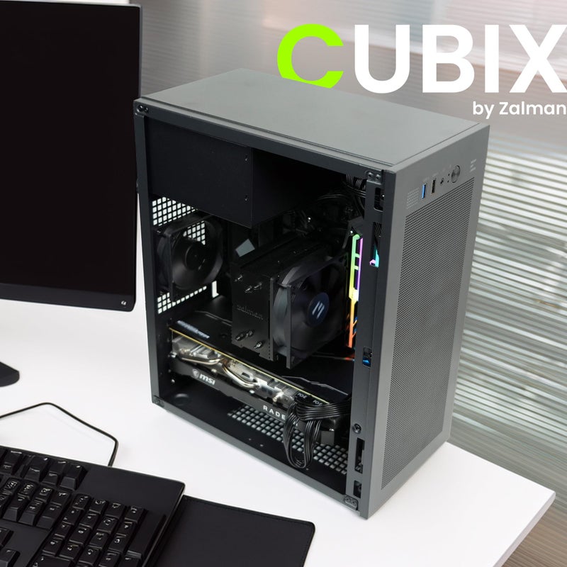 ZALMAN صندوق كمبيوتر زالمان كيوبيكس ميني تاور المدمج mATX، هيكل فولاذي ثقيل 0.8T، هيكل صغير Micro-ATX DTX ITX SFF SFX HTPC مع USB 3.0، مروحة مثبتة مسبقًا بحجم 80 مم، يناسب مزود الطاقة ATX، أسود - Image 2