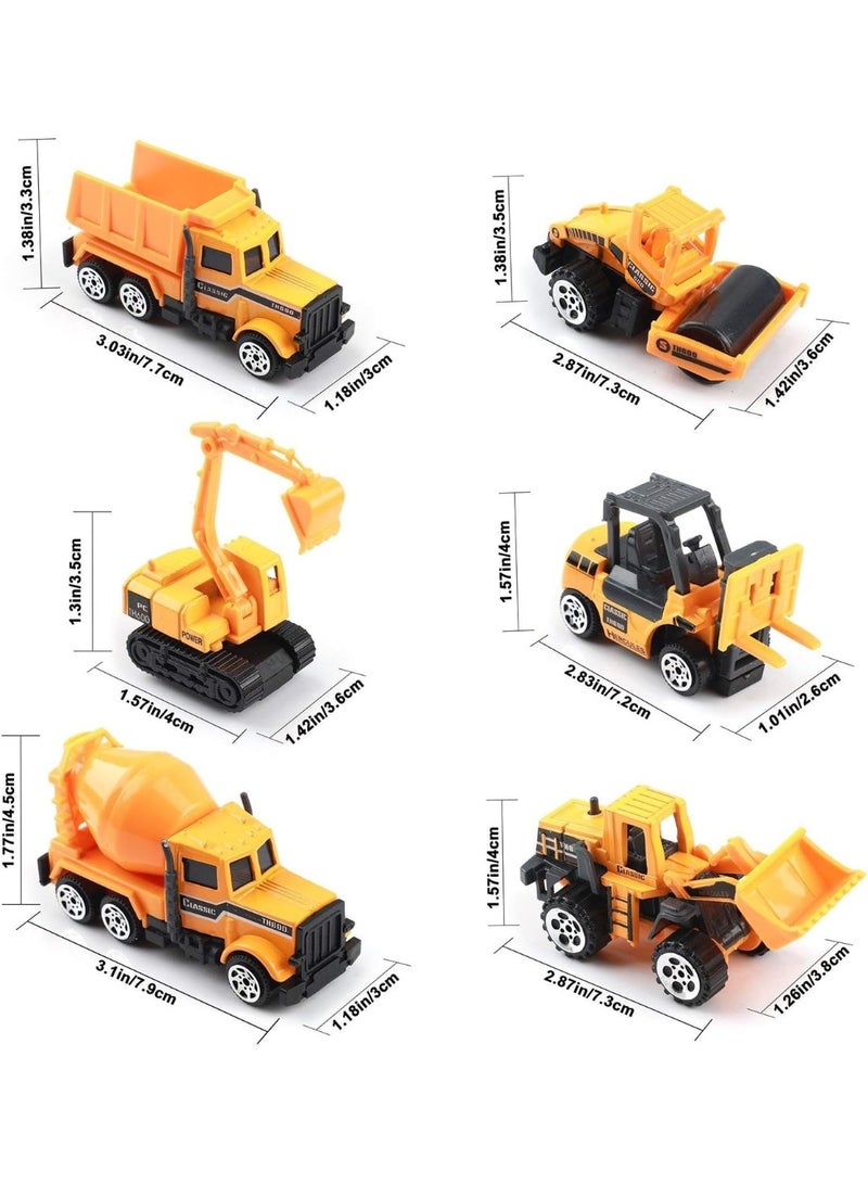 Hedge Small Construction Toys 6Pcs Construction Vehicles Trucks Kids Birthday Gifts Play Vehicle Toy Toddlers Boys Kid Toys Mini Car Toys Set Die Cast Engineering Excavator Digger Push Trucks - Image 2