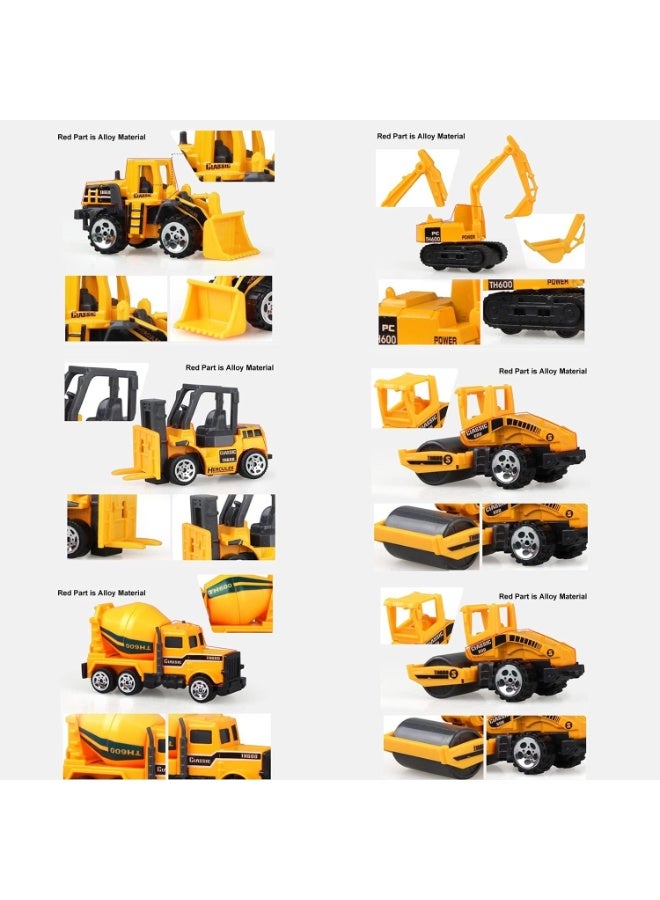 Hedge Small Construction Toys 6Pcs Construction Vehicles Trucks Kids Birthday Gifts Play Vehicle Toy Toddlers Boys Kid Toys Mini Car Toys Set Die Cast Engineering Excavator Digger Push Trucks - Image 4