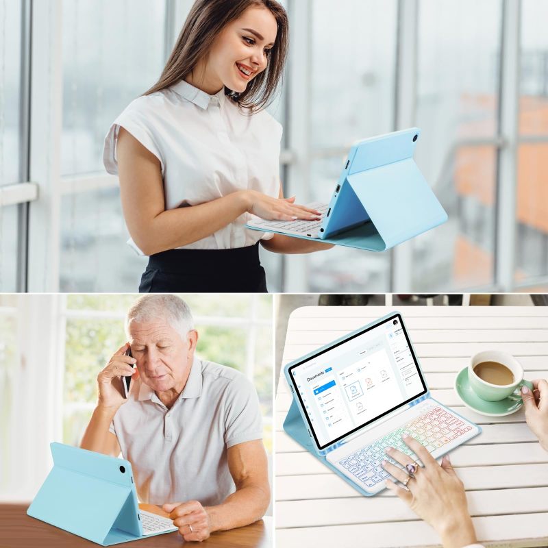 Tablet Keyboard Case: Blue Compact Lightweight Fit For Samsung Galaxy A9 Plus 5G - 180mAh Keyboard 400mAh Battery Up To 60 Hours Continuous Work Time For On-the-go Typing And Navigation - Image 5