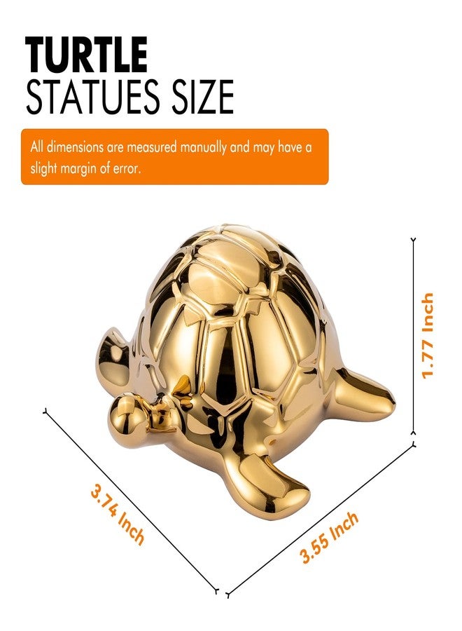 BASDHE Gold Turtle Statue - Ceramic Turtle Sculpture, 4'' Mini 4'' Tabletop Ceramic Decor for Living Room, Bedroom, Bookshelf, Desk Car - Home & Office Decor - Image 2