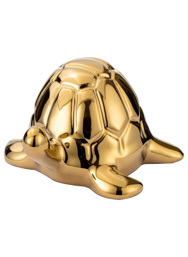 BASDHE Gold Turtle Statue - Ceramic Turtle Sculpture, 4'' Mini 4'' Tabletop Ceramic Decor for Living Room, Bedroom, Bookshelf, Desk Car - Home & Office Decor - Image 1