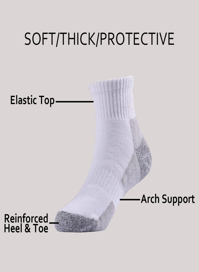 EPEIUS Kids Boys/Girls' Cushioned Socks Thick Cotton Athletic Running Socks Ankle Sports 6 Pack 10-14 Years,White(Grey Sole) - Image 3