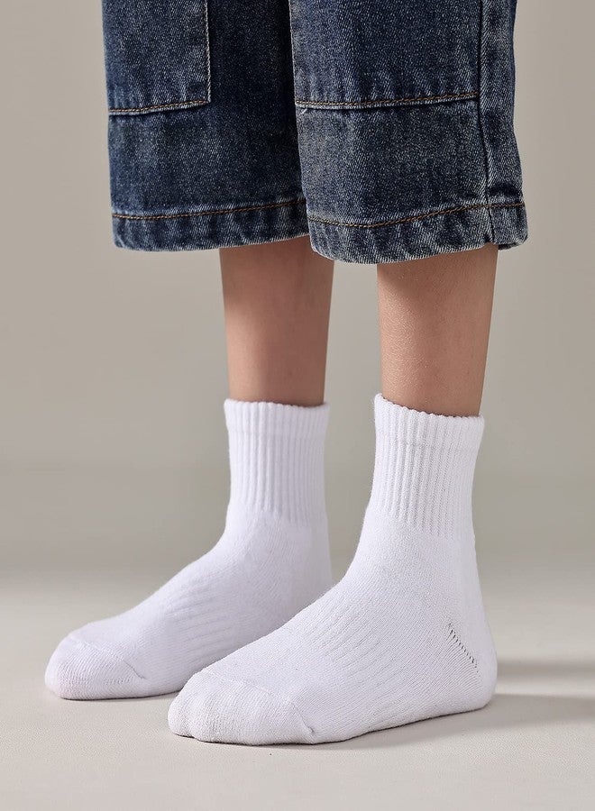 EPEIUS Kids Boys/Girls' Cushioned Socks Thick Cotton Athletic Running Socks Ankle Sports 6 Pack 10-14 Years,White(Grey Sole) - Image 5