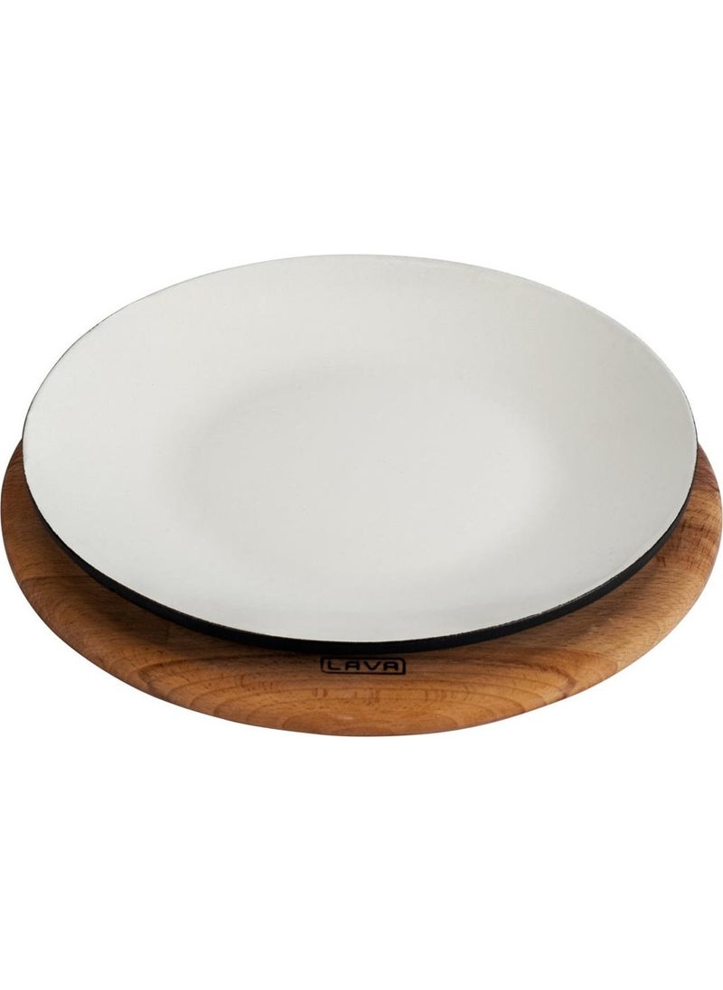Lava Casting Round Serving Plate and Beech Serving Wood. Diameter (Ø) 21cm Sable Matte Black  - Image 1
