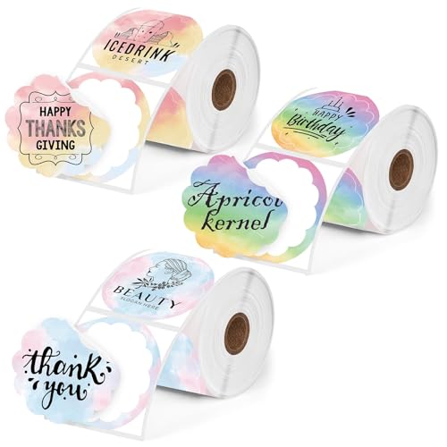 HUIJUTCHEN 3 Rolls Thermal Labels Custom Sticker for Phomemo M110 M220 M221 M120 M200 Label Maker Printer 50x50MM Gradient Colorful Flower Edge Waterproof Address Label Paper for DIY,Design,Price,Name - Image 1
