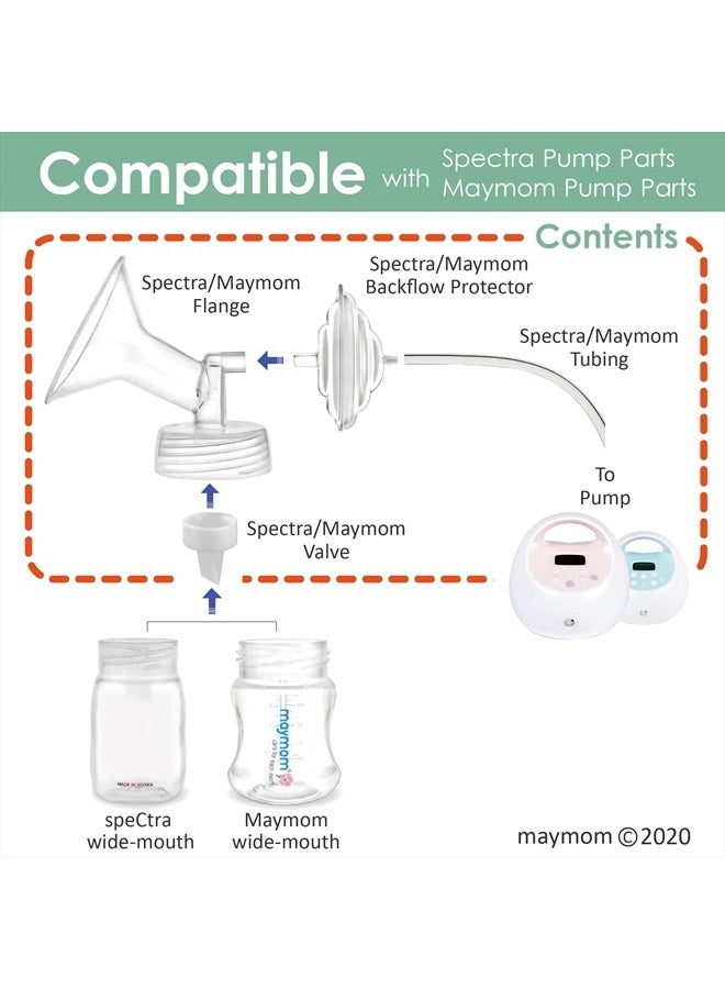 Maymom Pump Parts Compatible with Spectra S2 Spectra S1 Spectra 9 Plus Breastpump, Flange (19mm) Valve Tubing Backflow Protector, Not Original Spectra Pump Parts Not Original Spectra S2 Accessories - Image 2