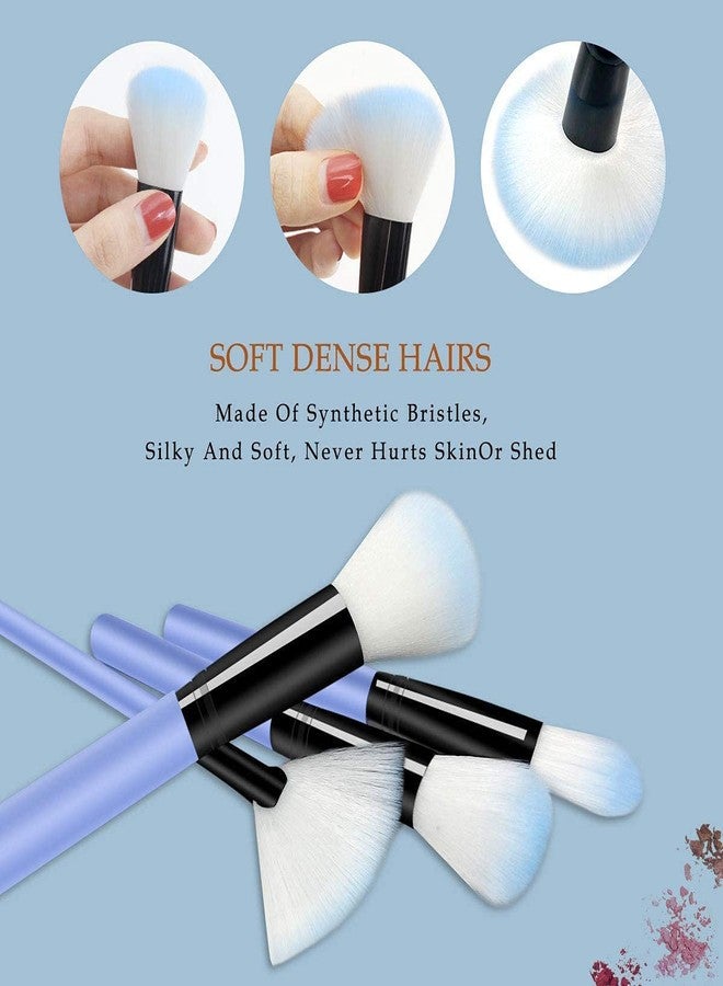 داتناسياد مجموعة فرش مكياج داتناسايد مع علبة تخزين - عبوة من 12 قطعة (أزرق سماوي) - Image 2