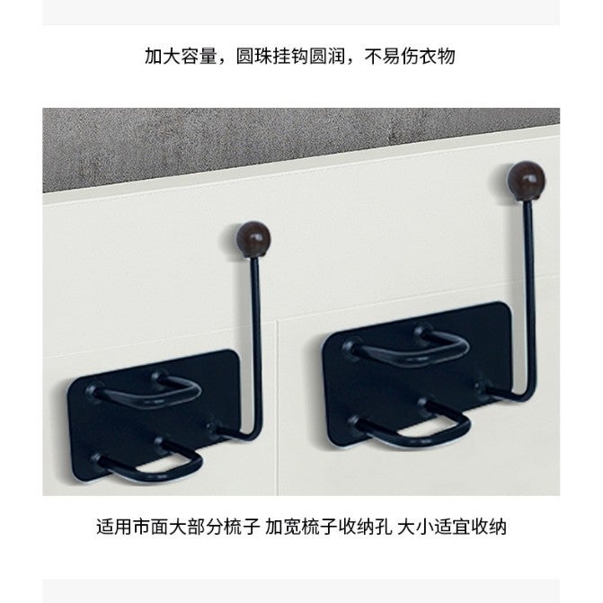 No-Drill Comb And Hat Hook, Bathroom Wall-Mounted Storage Adhesive Hook For Hair Ties, Headbands, And Hair Ropes - Image 3