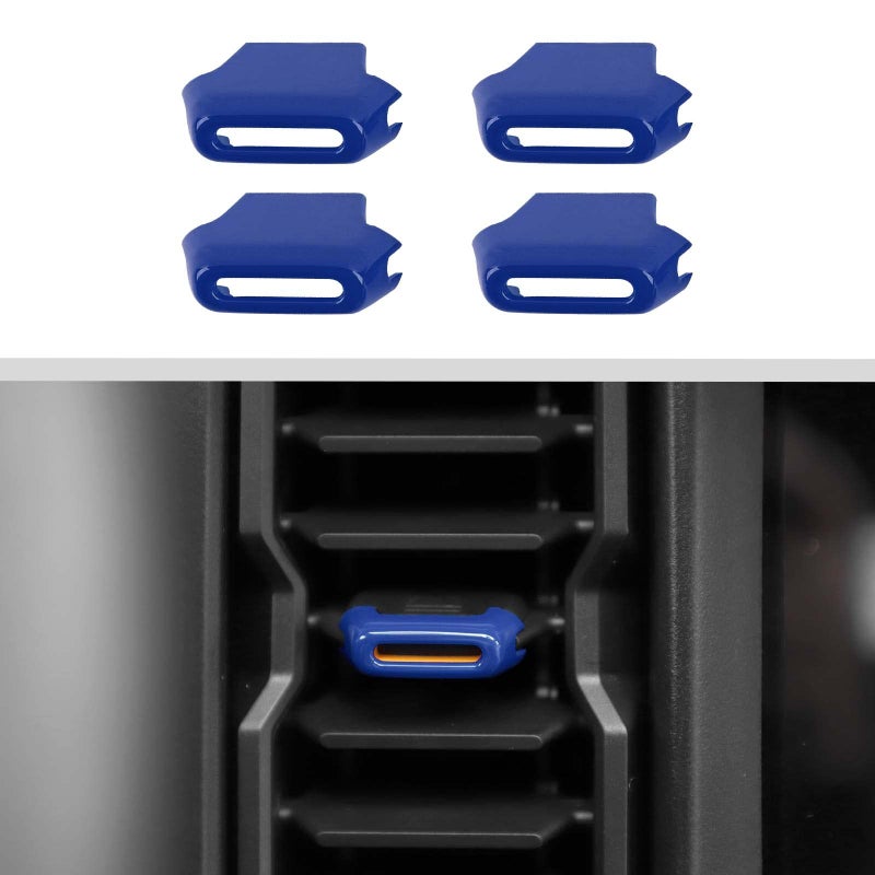 JWWY for Bronco Center Console Air Conditioning Vent Adjustment Device Decoration Cover Trim Compatible with Ford Bronco Interior Accessories 20212025 4PCS Blue