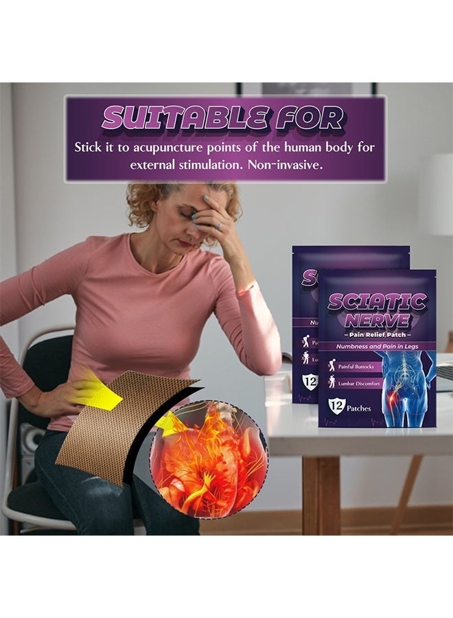 Sumifun Sciatic Nerve Pain Patch | Sciatica Pain Relief Patch for Back Pain Buttock Pain Leg Numbness Nerve Pressure Lumbar Discomfort Relief | Herbal Non-invasive Elastic Fabric Pain Relief Patch | 12 Patches Sumifun Official - Image 5