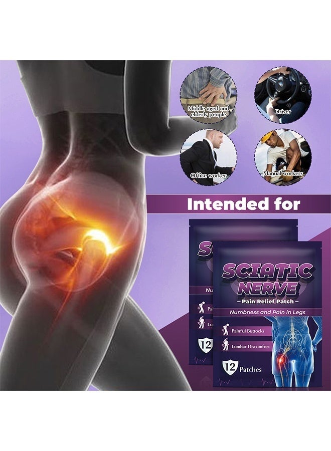 Sumifun Sciatic Nerve Pain Patch | Sciatica Pain Relief Patch for Back Pain Buttock Pain Leg Numbness Nerve Pressure Lumbar Discomfort Relief | Herbal Non-invasive Elastic Fabric Pain Relief Patch | 12 Patches Sumifun Official - Image 2
