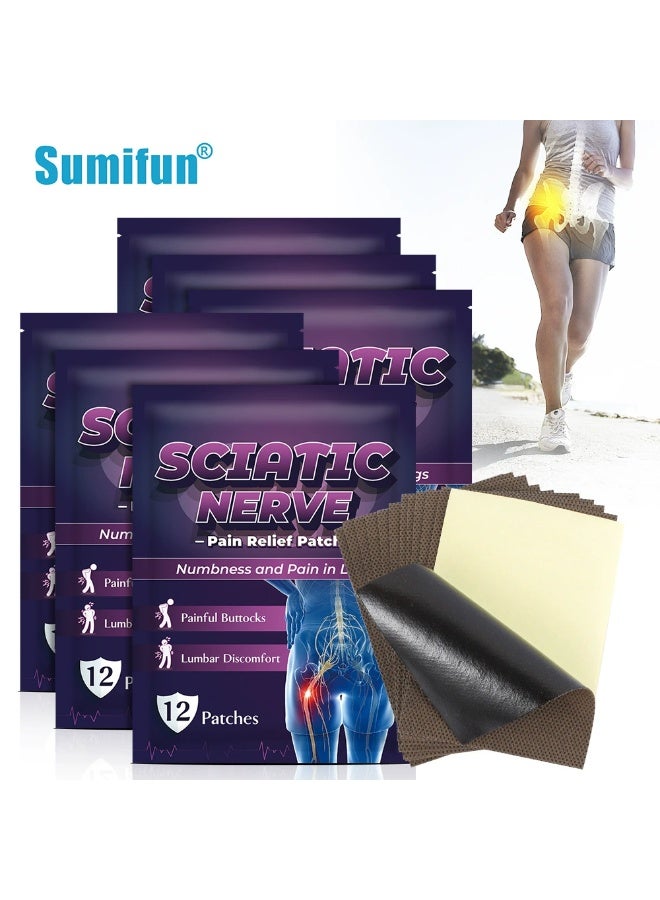 Sumifun Sciatic Nerve Pain Patch | Sciatica Pain Relief Patch for Back Pain Buttock Pain Leg Numbness Nerve Pressure Lumbar Discomfort Relief | Herbal Non-invasive Elastic Fabric Pain Relief Patch | 12 Patches Sumifun Official - Image 1